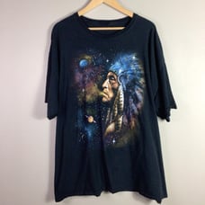 Chief Native American Indian Galaxy Space art Shirt Black 2XL