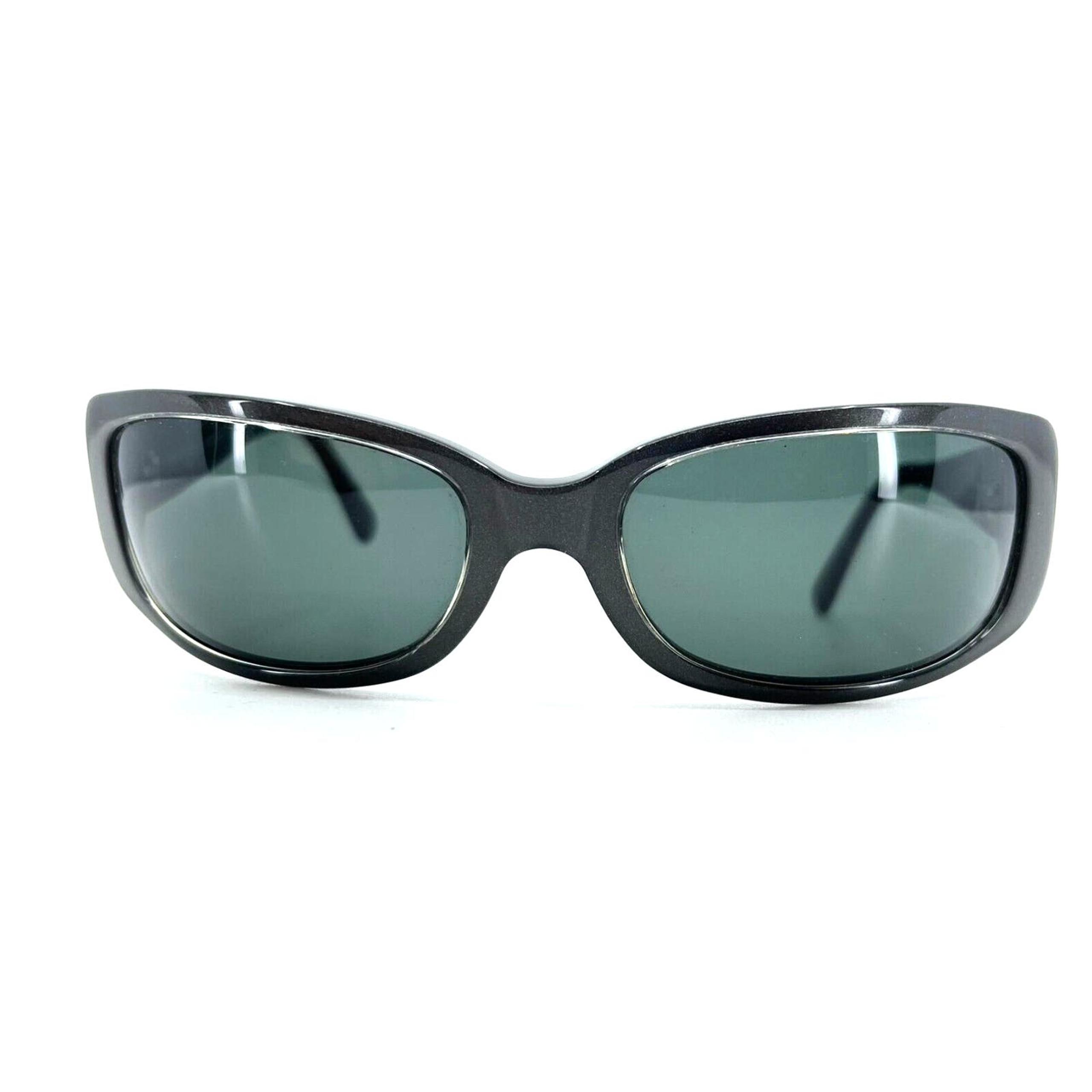 Giorgio Armani Sunglasses Silver Black Green Lens Rectangular H7163