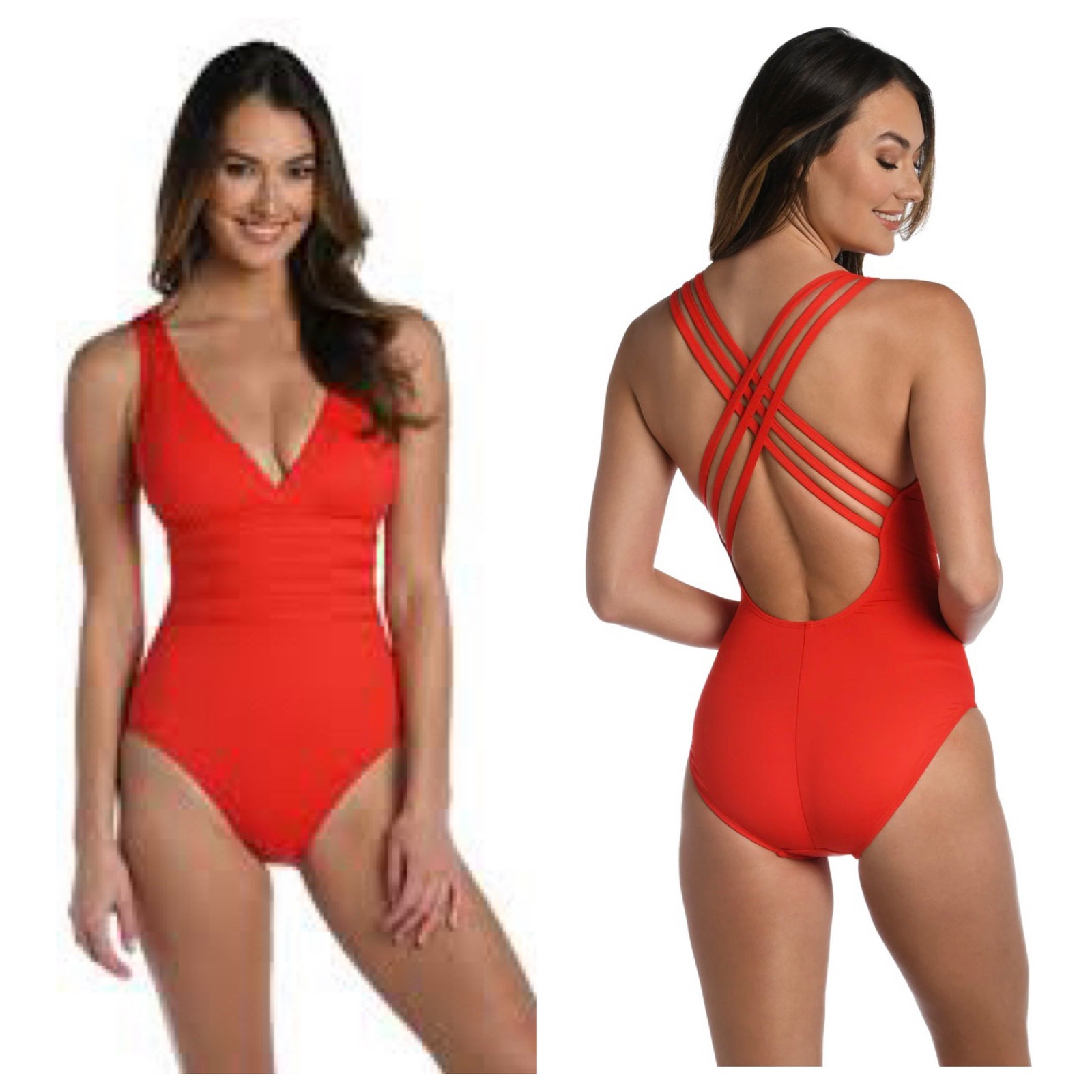 La Blanca Island Goddess multi-strap cross back one piece swimsuit size 12