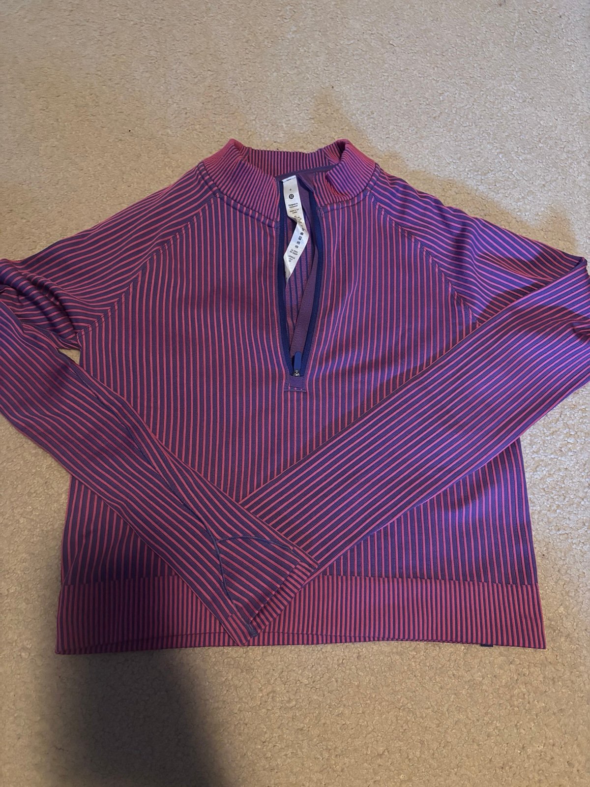 Lululemon Rest Less Cropped Half Zip Colour Rib Psychic / Sonic Pink size 6