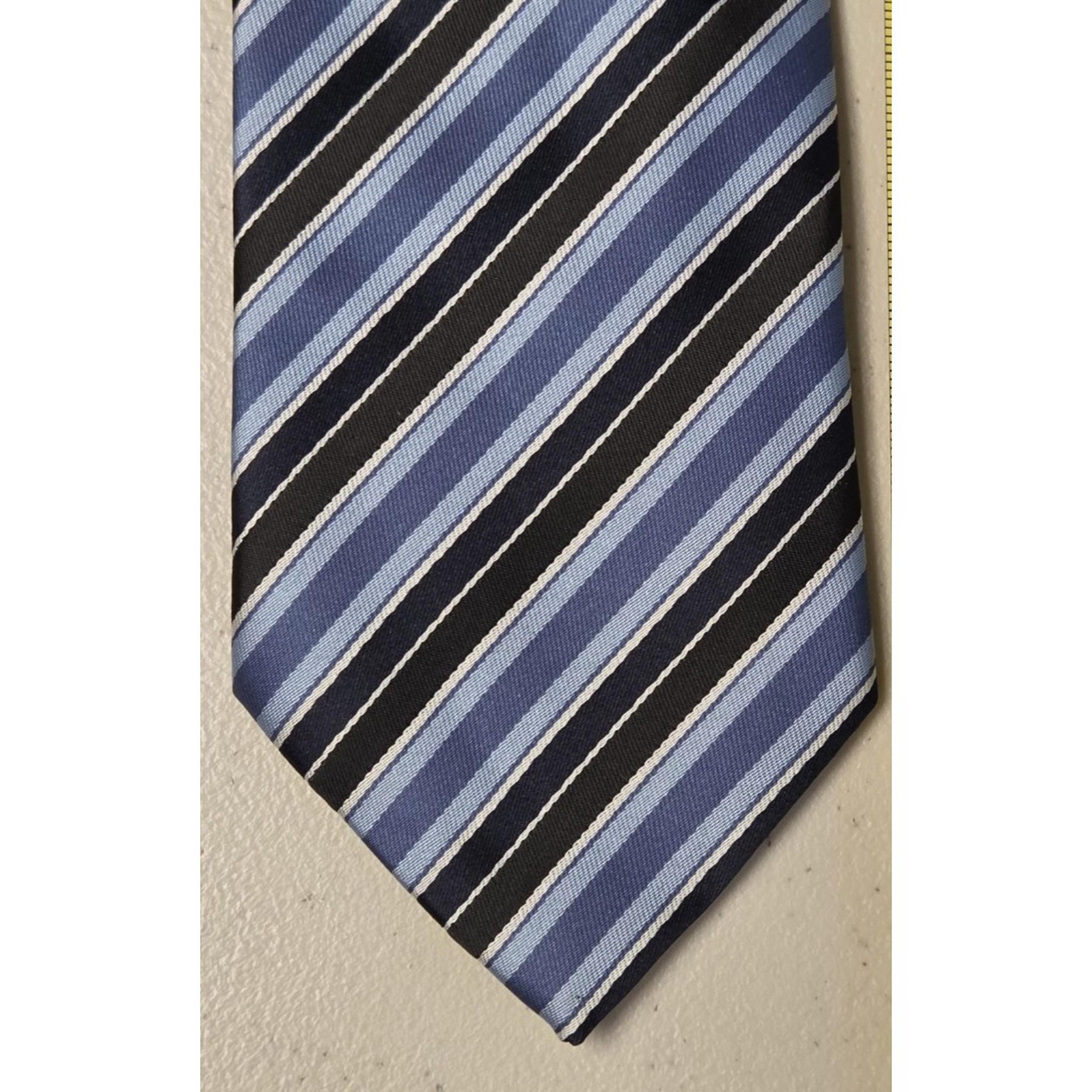 Men Necktie ALEXANDER JULIAN COLOURS Handmade Blues and Dark Gray Striped 59"