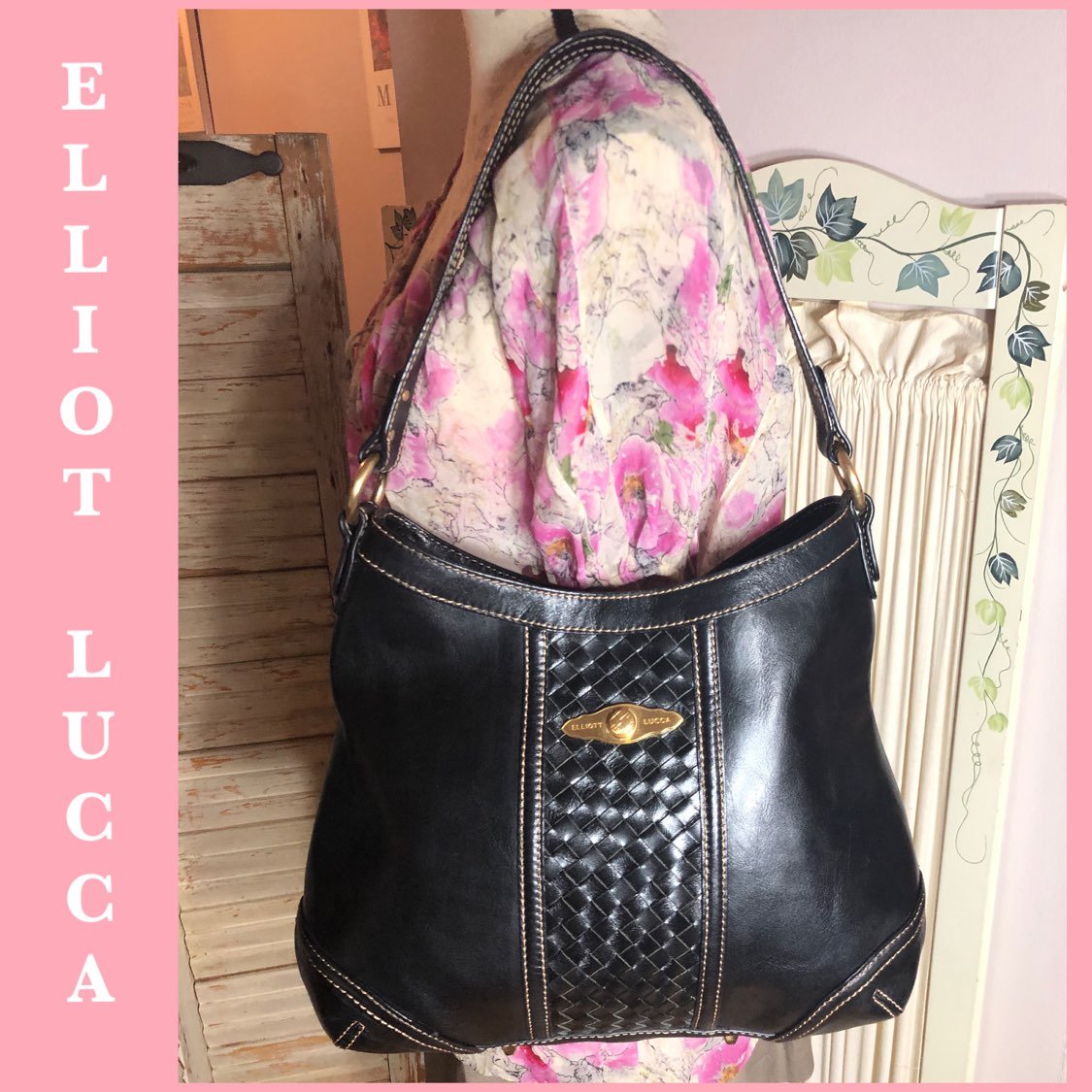 ELLIOT LUCCA BLACK LEATHER HOBO BAG