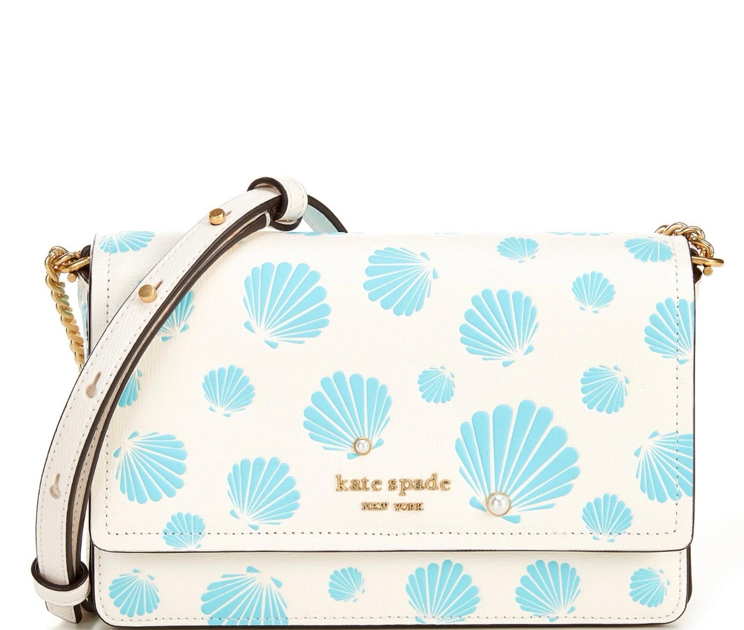 Kate Spade Morgan Seashell Embossed Saffiano Leather Flap Chain Wallet