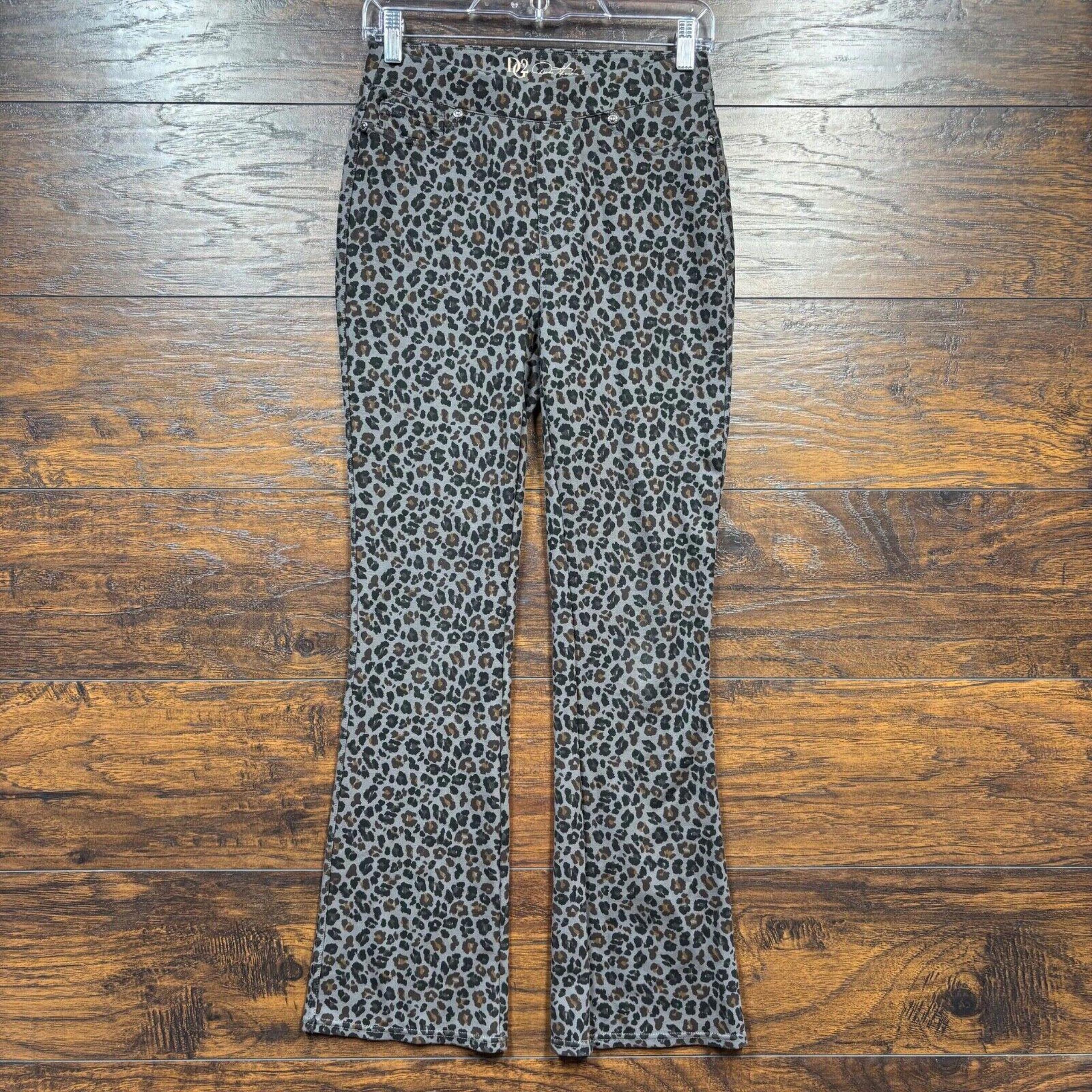 DG2 Diane Gilman Women's BootCut Pants - Gray Animal Print - Size XS 26x30