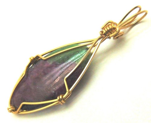 Ruby Zoisite 14kt GF Gold Filled Pendent Stone Cabochon Art Wire Wrap Pendant