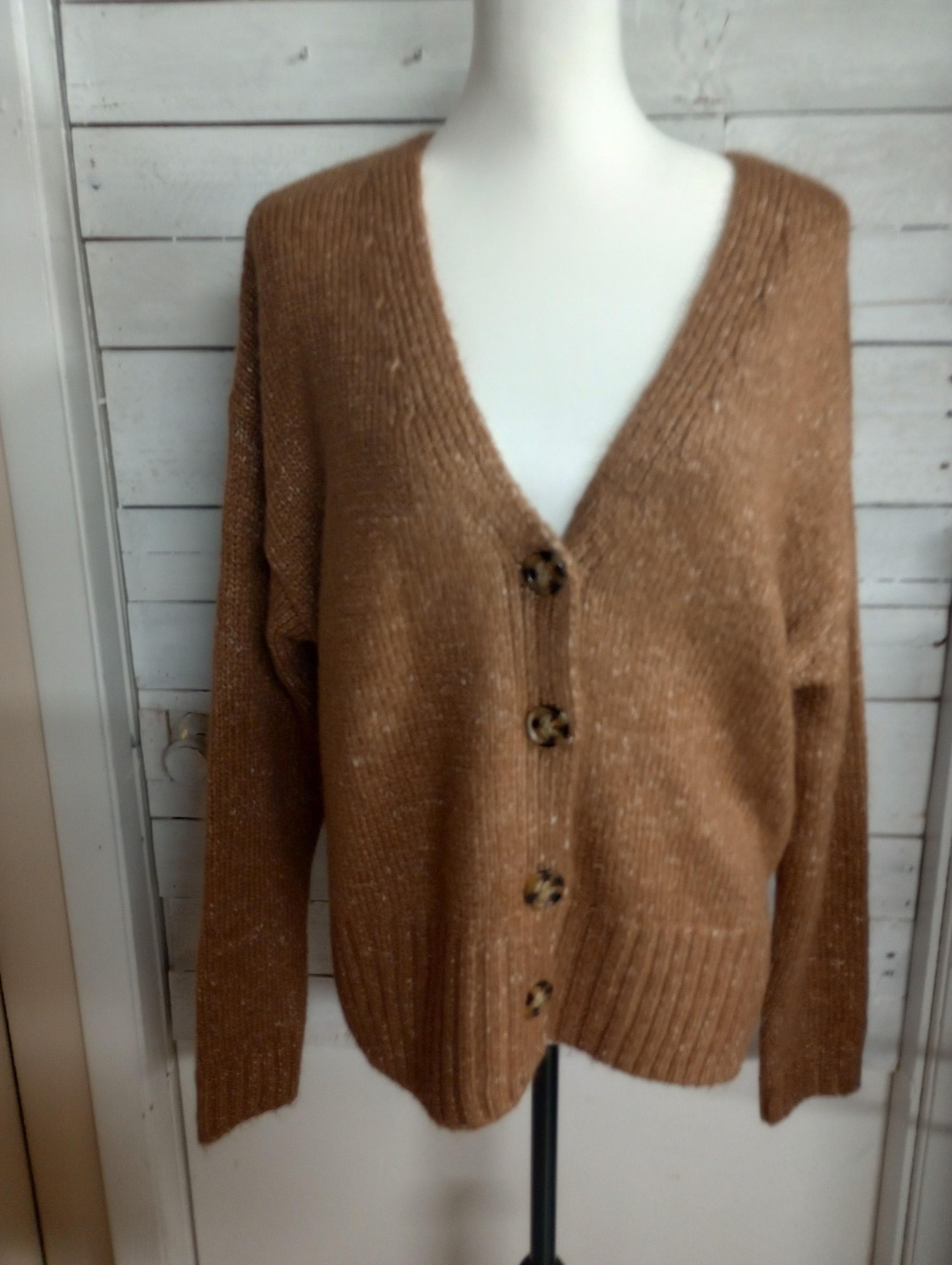 SO Womens Size Small Oversized Button Front Cardigan Sweater Cropped Grandpacore