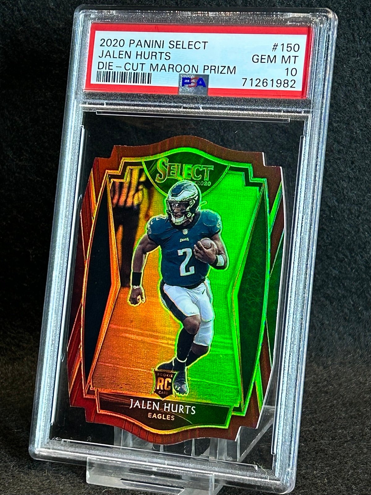 2020 jalen hurts Die-Cut Maroon Prizm Rookie PSA 10
