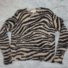 Magaschoni Sweater Womens M Cashmere Cozy Soft Comfort Animal Print Preppy