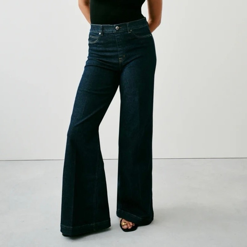 Spanx Jeans Wide Leg Denim Sculpting Raw Indigo Spanxshape Everywear Size 1X NWT