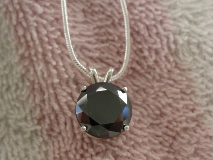 4.40ct 100% Real Natural Black Diamond Necklace, Certificate,Free Diamond Tester