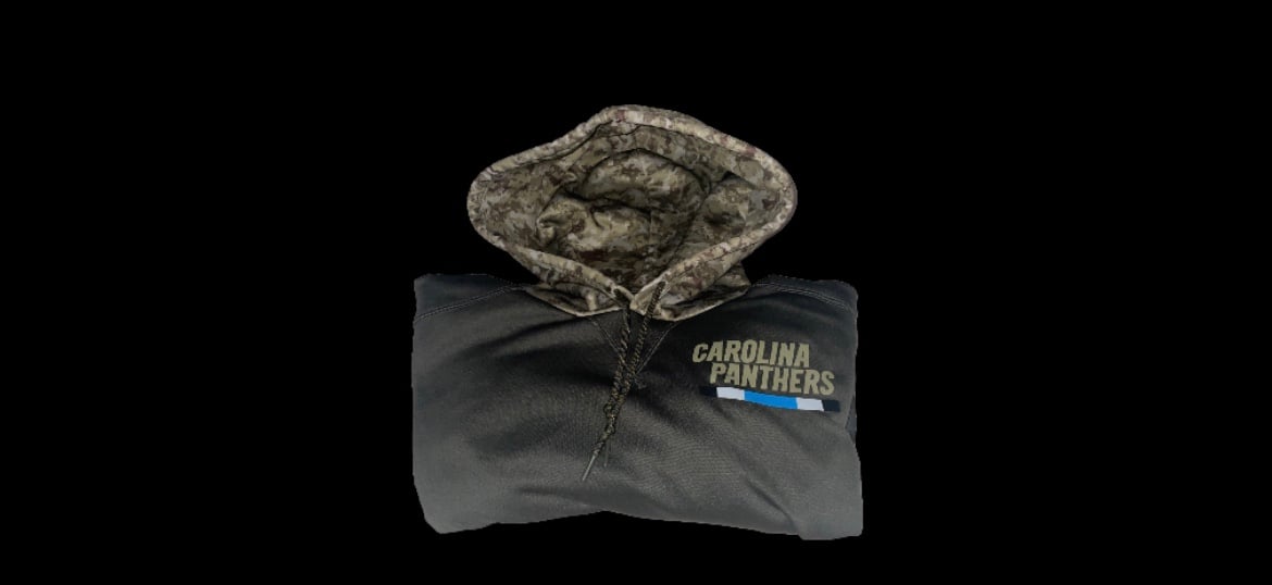 NFL Panthers hoodie camo flag ribbon patches USA Size Medium