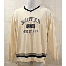 Nautica Competition Vintage Mens Lg N83 Pullover V Neck Embroidered Sweater Sz L