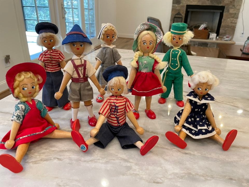 Set of 8- Vintage Wooden Polish Dolls