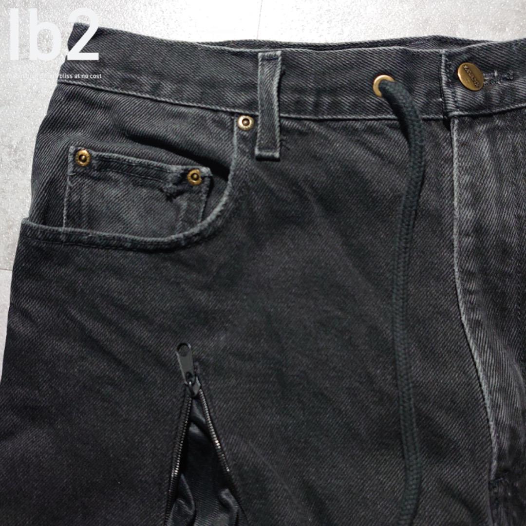 00s Remade Black Denim Reconstructed Y2k Flare Adidas