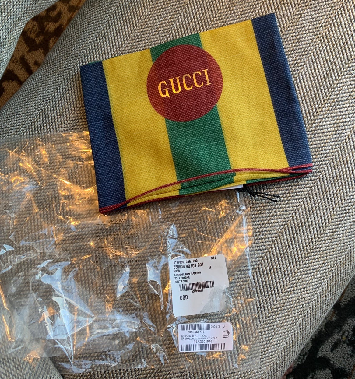 GUCCI Silk Baiadera Stripe Scarf Red Multicolor