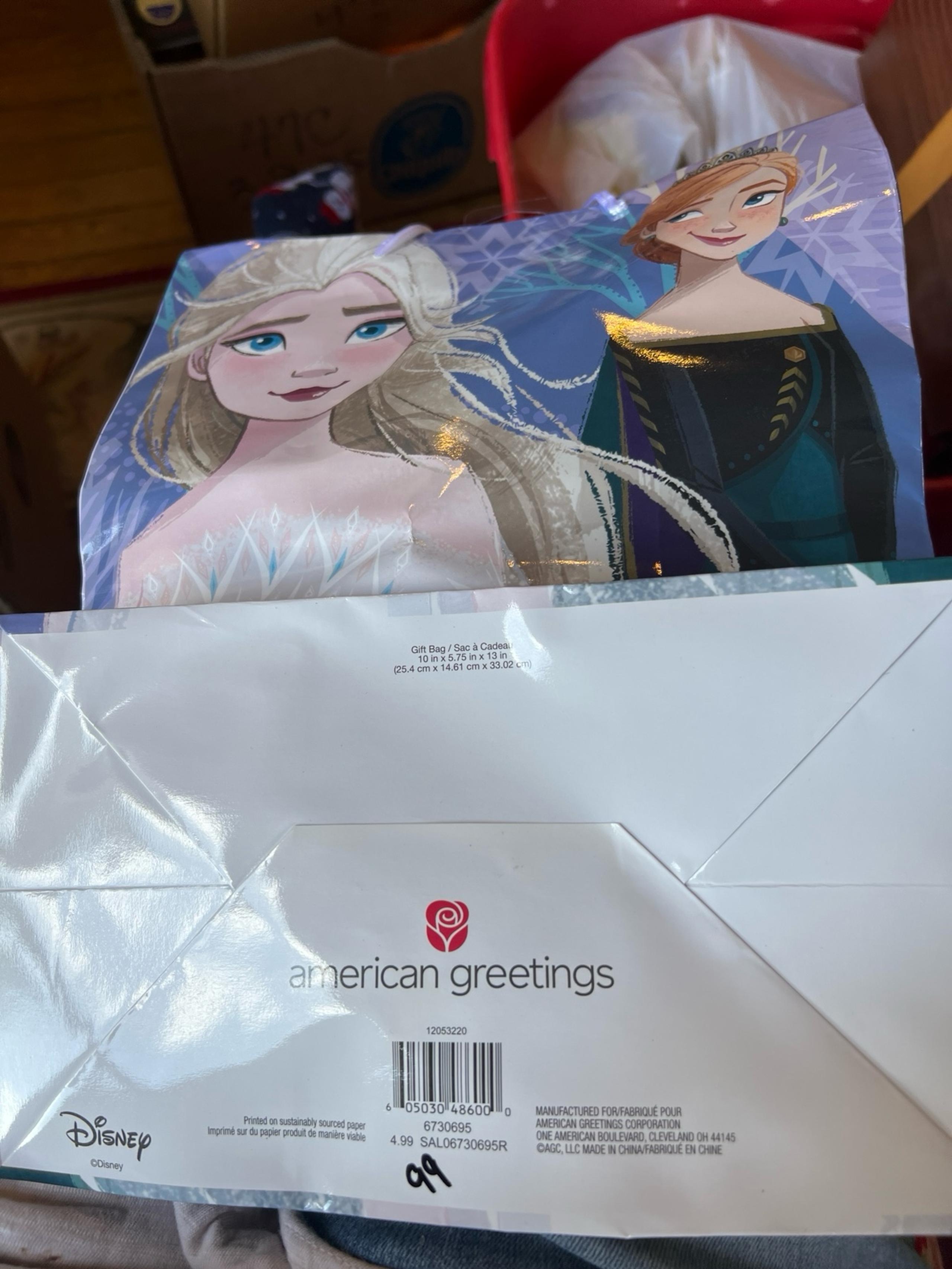 American Greetings Gift Bag Frozen Elsa Anna Olaf Large  (1 Bag) Glitter 15"
