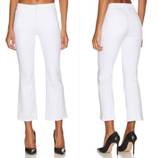Good American Good Legs Crop Mini Boot in White001