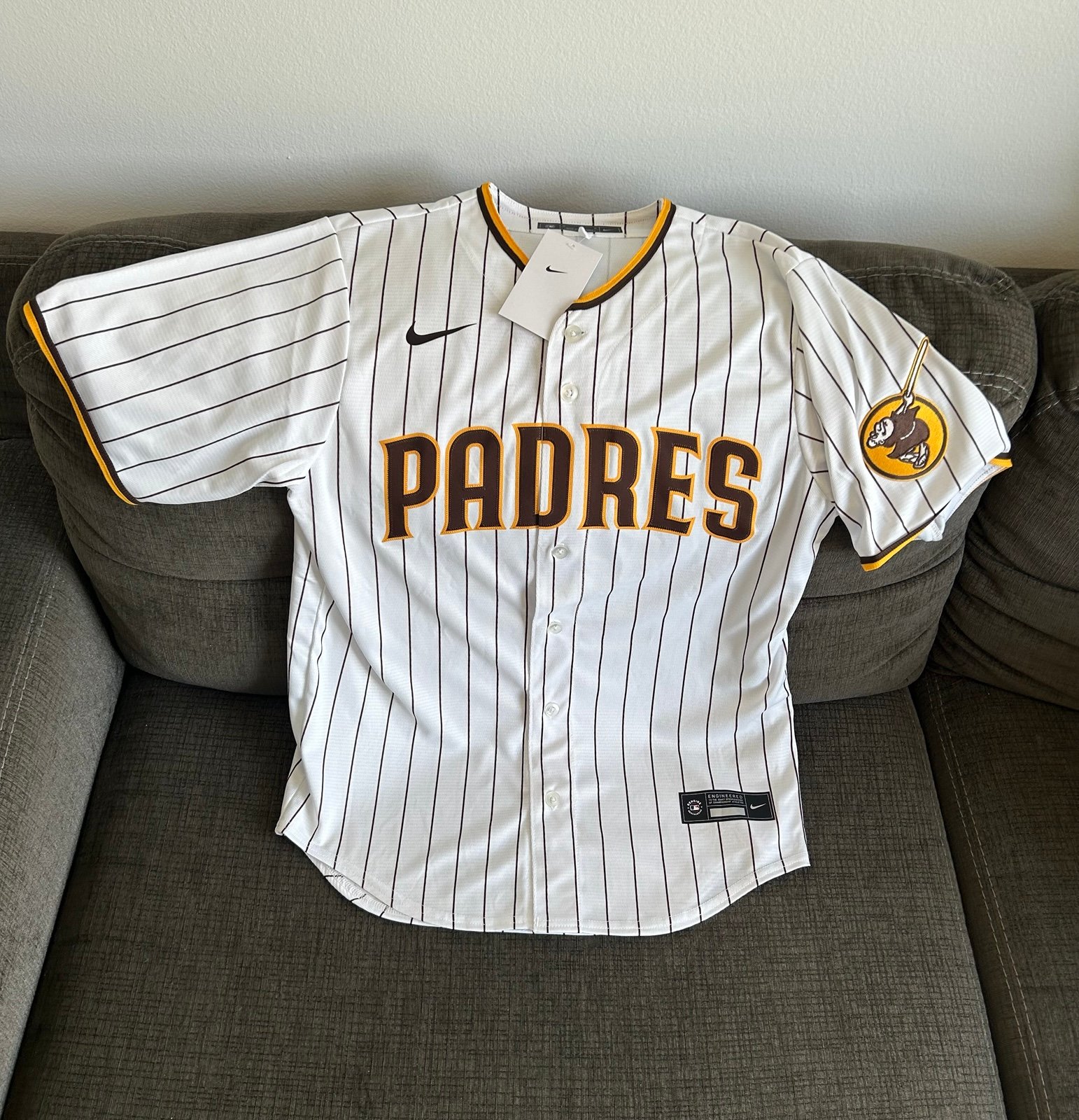 Nike Authentic San Diego Padres Baseball Pinstripe Jersey with Patch Men’s Sz: M