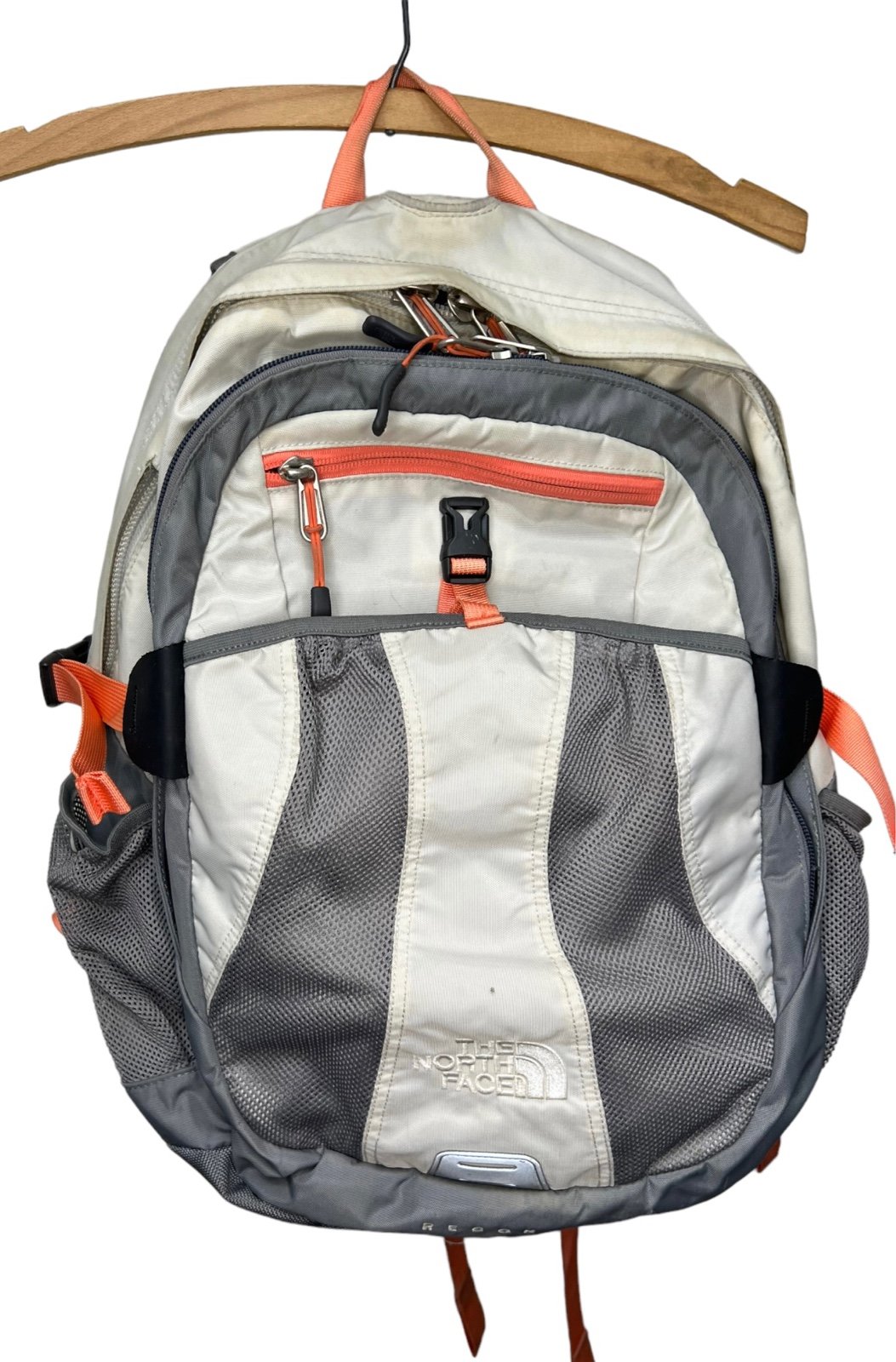 The North Face Recon Grey & Salmon Hiking Bookbag School Backpack Laptop