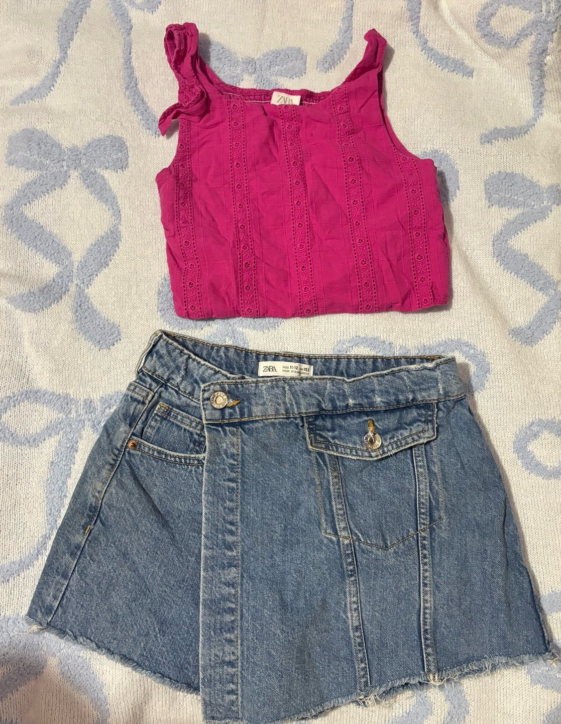 Zara Girls Cropped Shirt and Denim Skort size 11-12