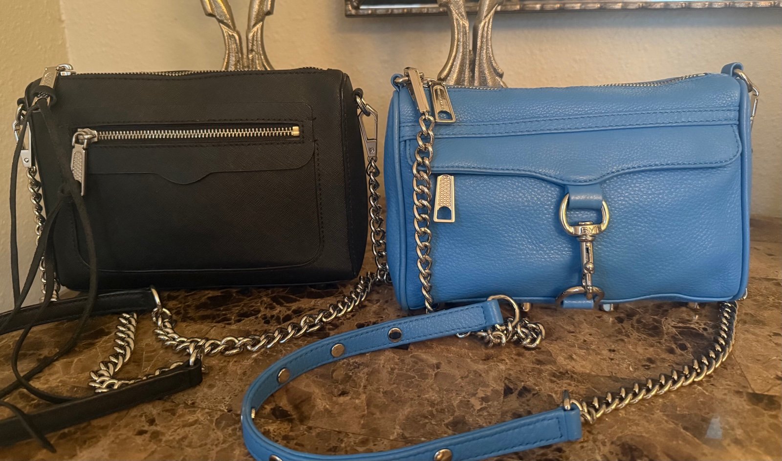 Rebecca Minkoff Women’s Mini MAC in True Turquoise and black. Crossbody