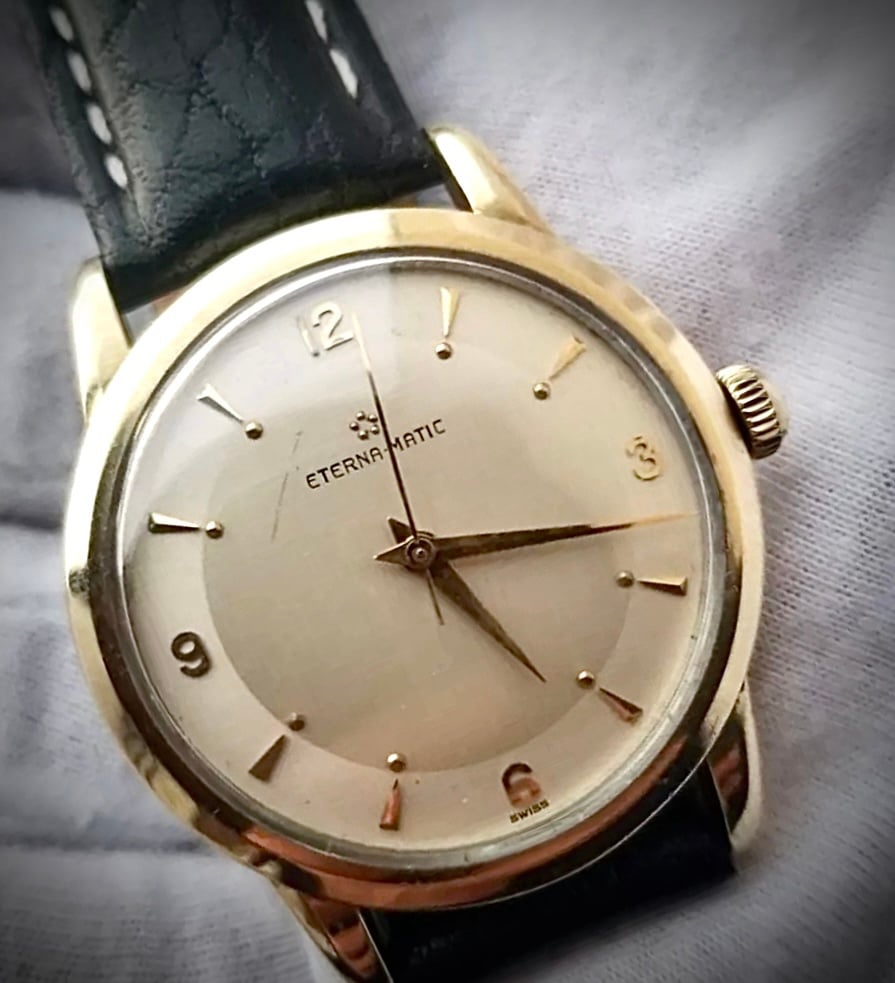#1406 Vintage Eterna Matic automatic cal 1253uc Gold filled men's watch montre u