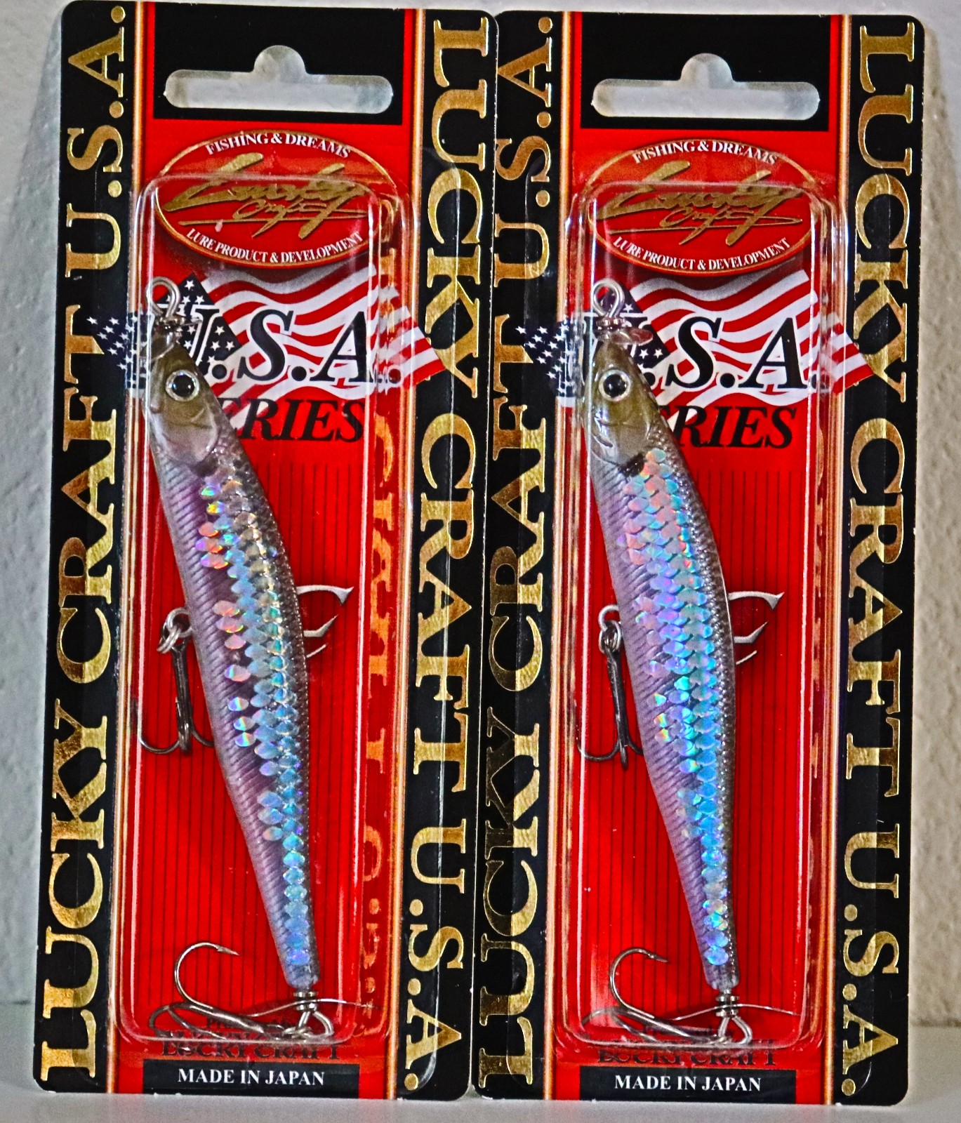 LUCKY CRAFT SCREW POINTER 90 1/2OZ MS GHOST MINNOW BASS LURE ( LOT OT 2)