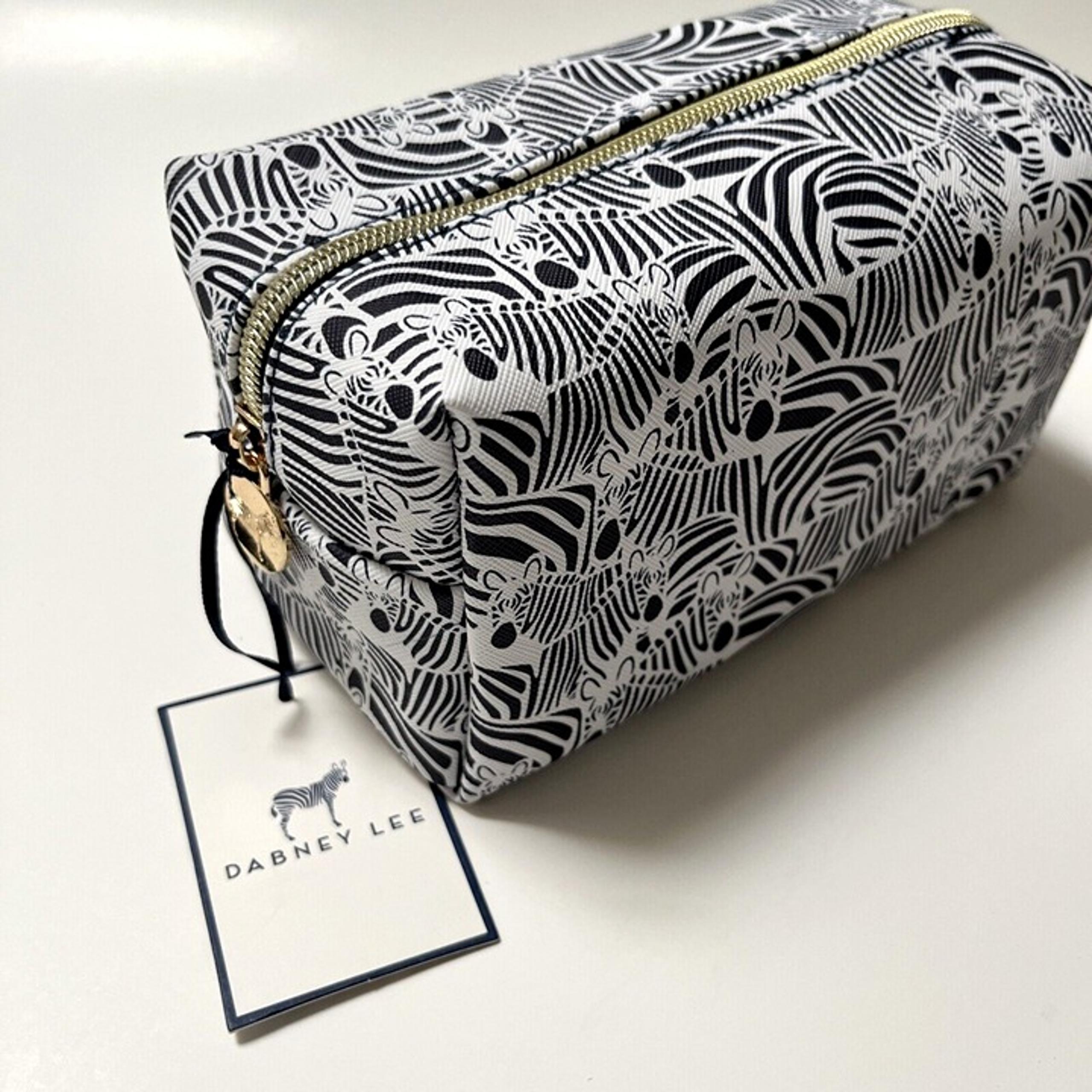 NWT DABNEY LEE Cosmetics Bag Toiletries Makeup Boxy Zebra Animal Print Zebras