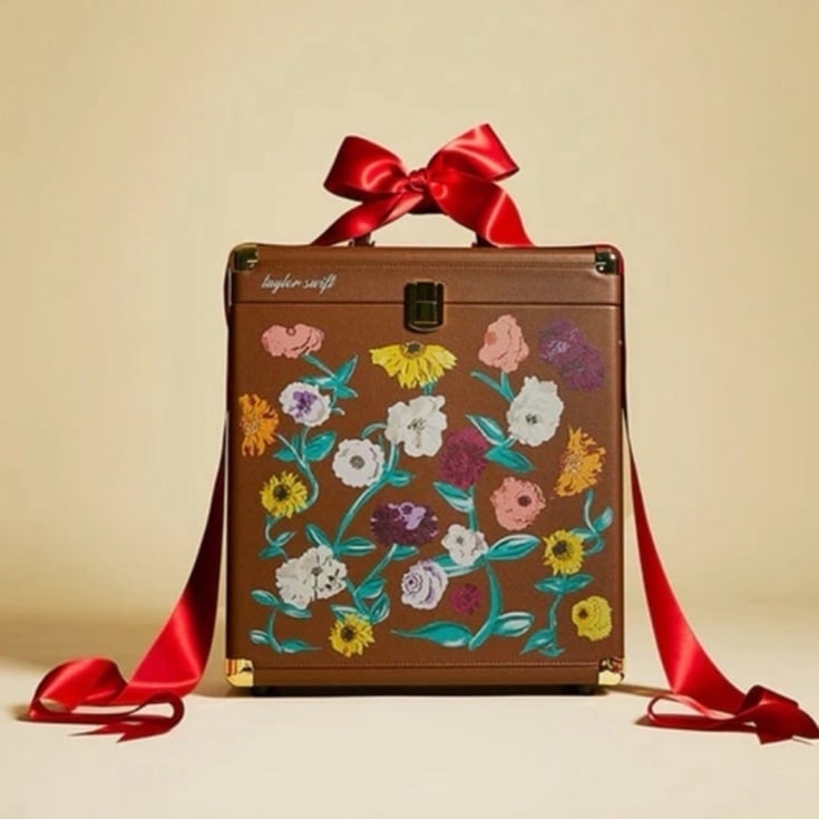 Taylor Swift Eras Tour Surprise Song Vinyl Suitcase Case Flowers