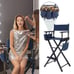 High Quality Solid Hardwood & Polyester Folding Makeup Chair Royal Blue