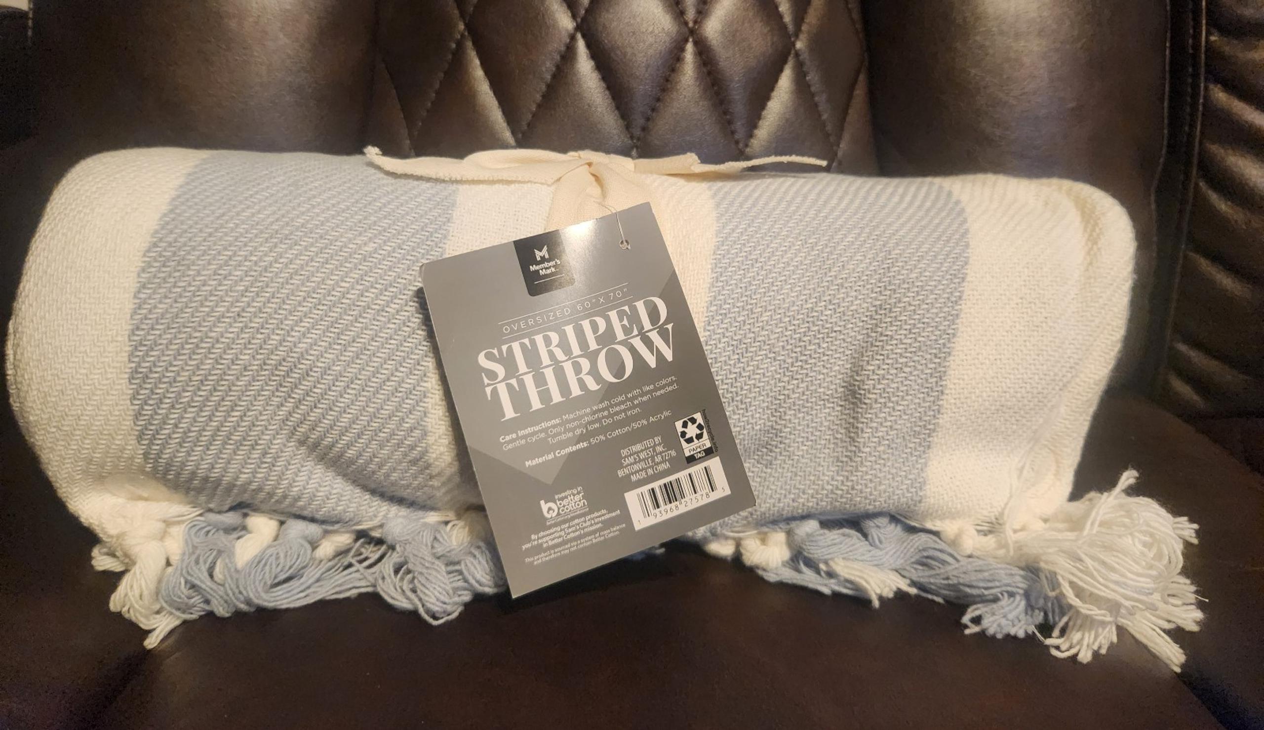 Members Mark Oversized Striped Throw 60 in ×70 in
