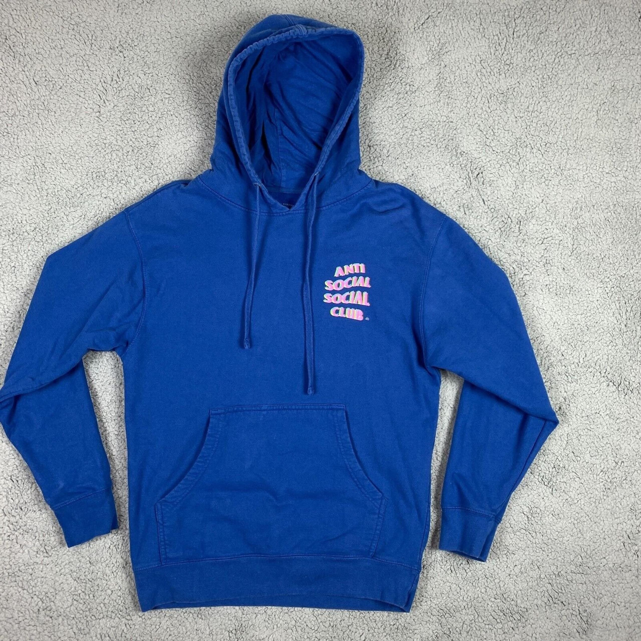 Anti Social Social Club ASSC Hoodie Mens Medium Blue Pullover Fleece Stir Crazy