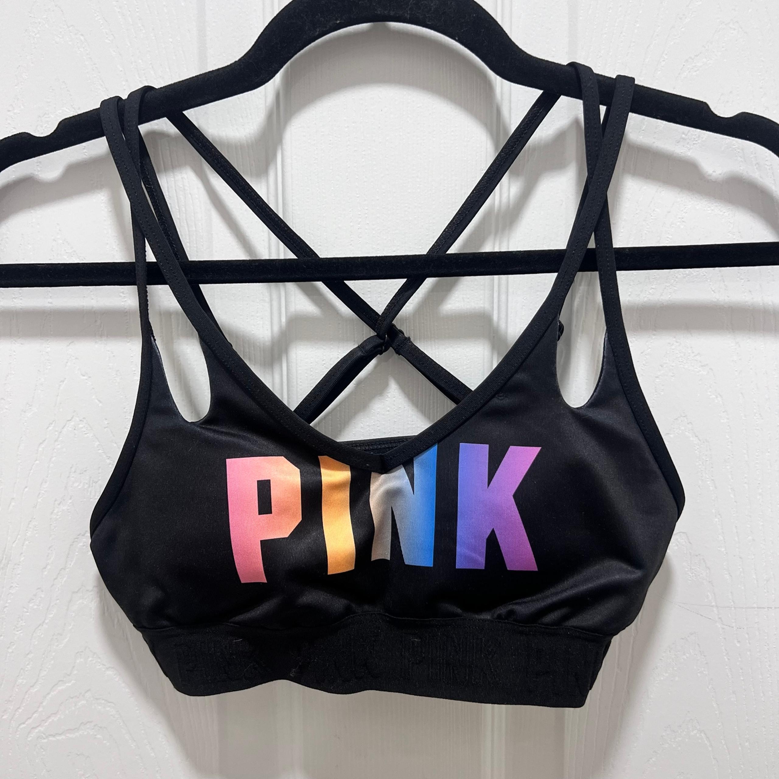 Victoria’s Secret PINK Women’s Black Cross Back Athletic Sports Bra size XS