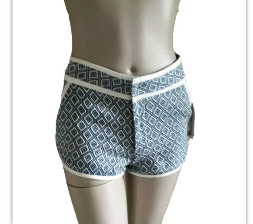 ella moss Diamond Raffia knit Blue short size 0