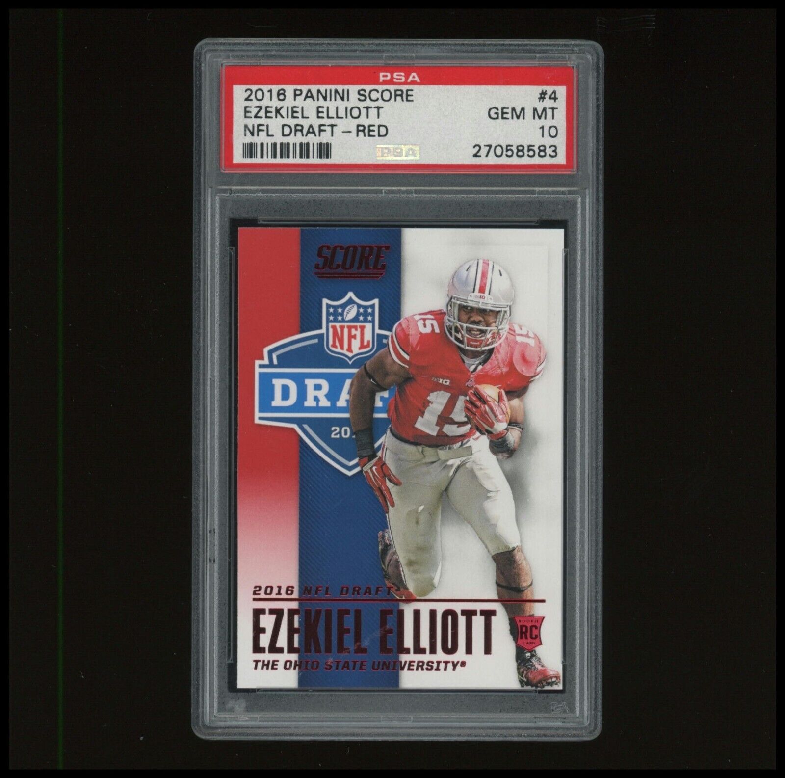 2016 Panini Score Ezekiel Elliott NFL Draft Red Rookie RC #4 PSA 10 Ohio State