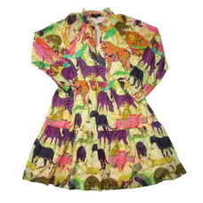 NWT J.Crew Tiered Popover in Natural Yellow Pink Ratti Safari Print Dress XL