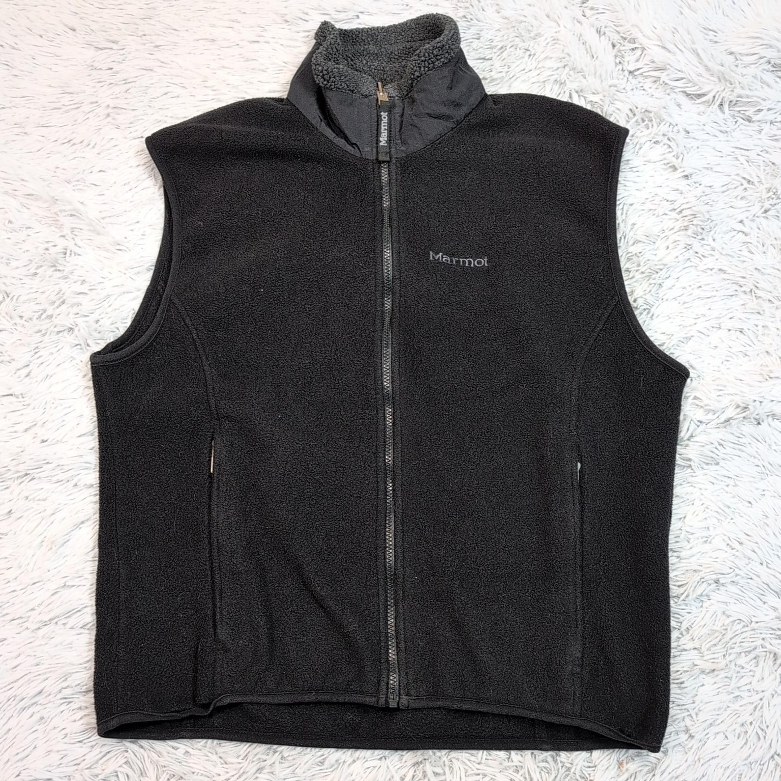 Marmot Vest Mens L Black Gorpcore Fleece Outdoors Zip Up Pockets Lightweight