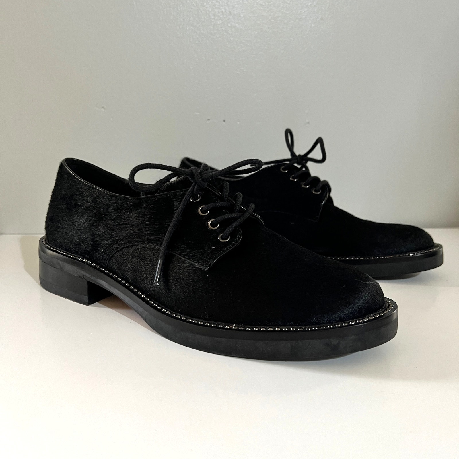 Coach Calf Hair Black Oxford Lace Ups Womens Size 7.5