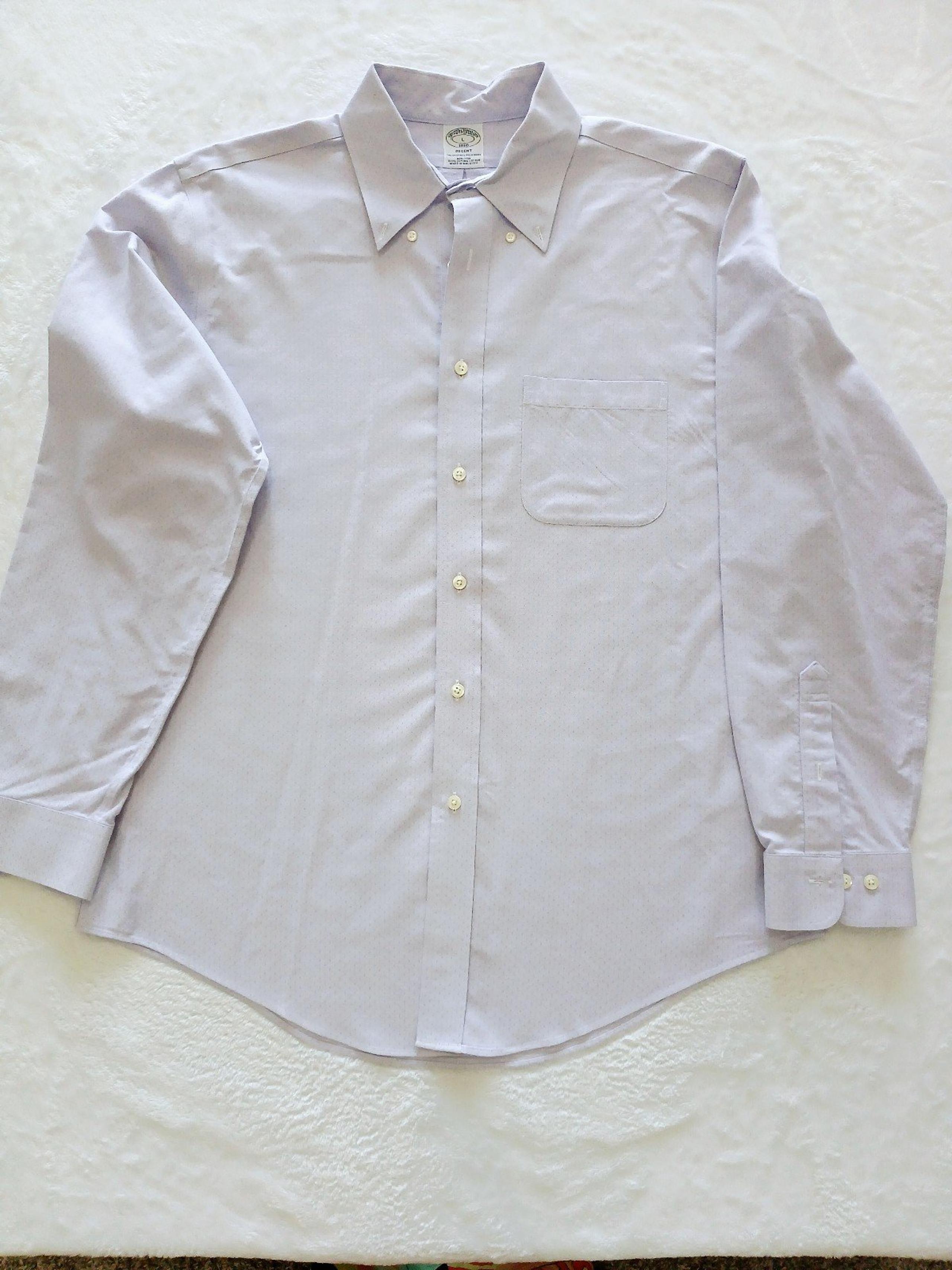 Mens Brooks Brothers Regent Shirt Polka Dot L/S Button Down Purple Large