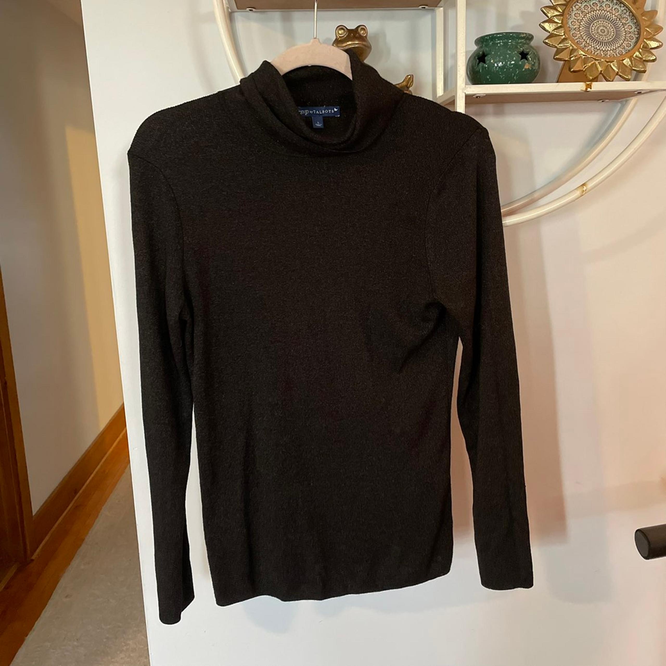 RSVP by Talbots Women's Large L Black Sparkle Turtleneck