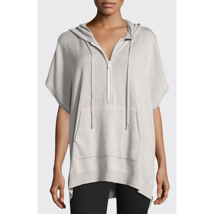 ATM Anthony Thomas Melillo Hooded Half Zip Poncho Gray Cashmere Womens XS/S 975