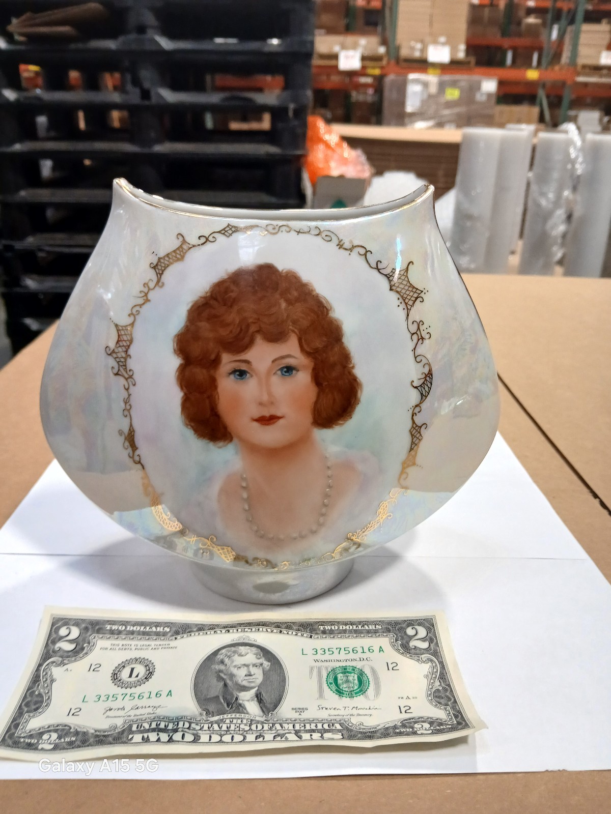 Vintage Furstenberg Hand-painted With Pearl White Base Porcelain Vase Gold Trim