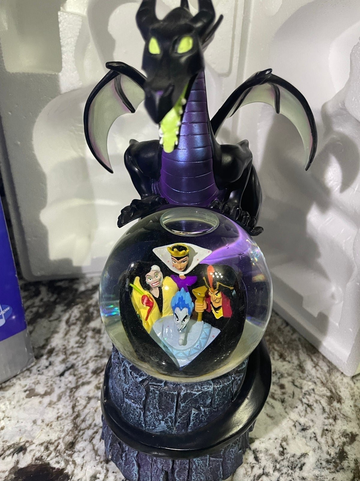 Disney Multi Villians with Dragon Musical Snowglobe