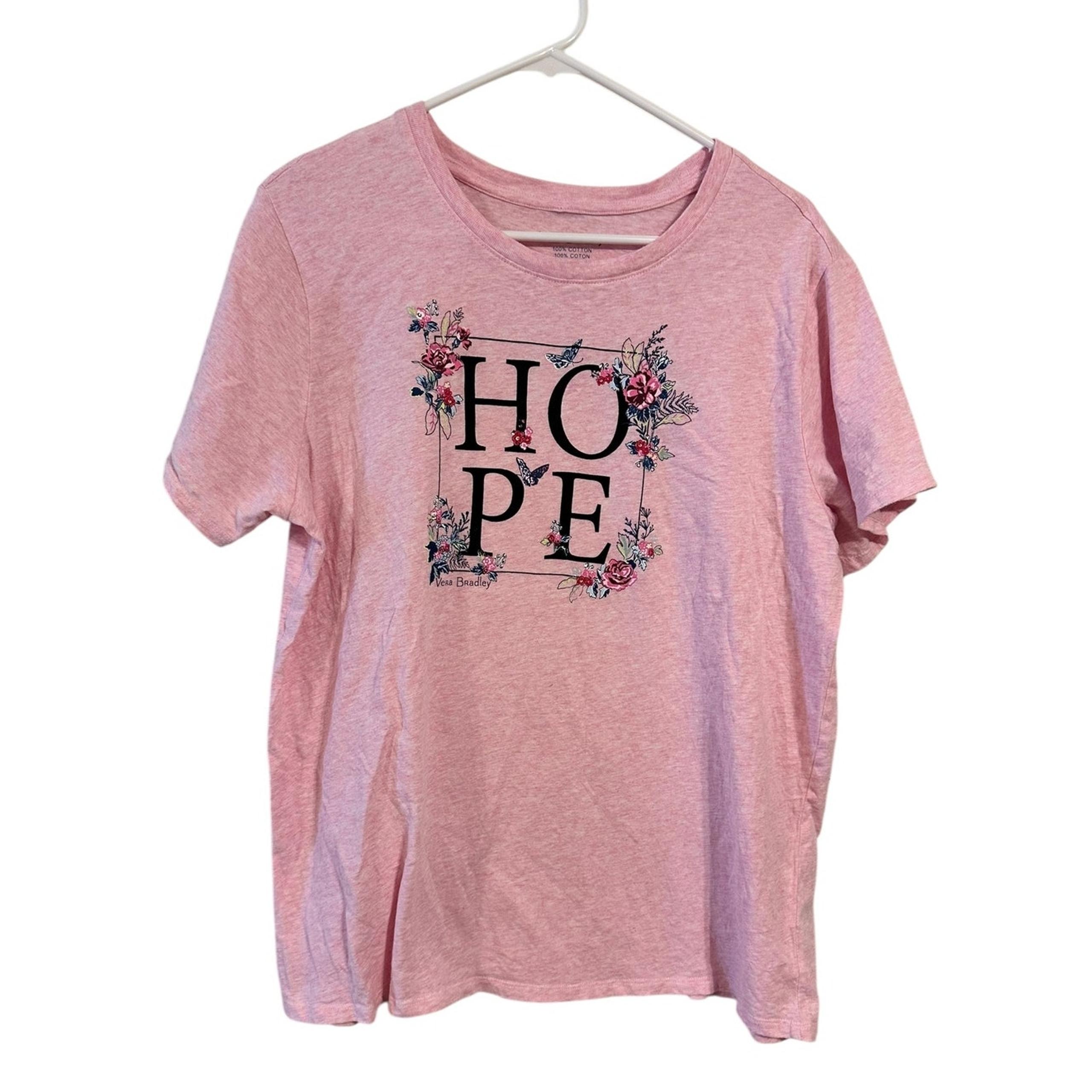 Vera Bradley Pink Hope T-Shirt Women's Size Large Crewneck