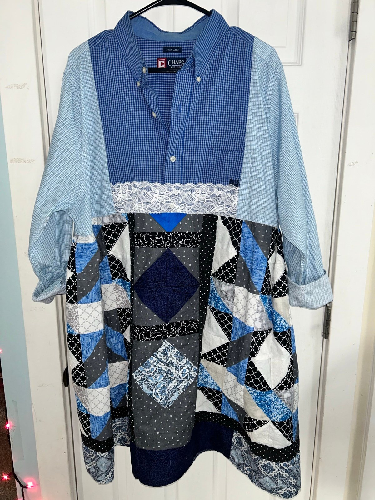 Blue Upcycled Patchwork Dress