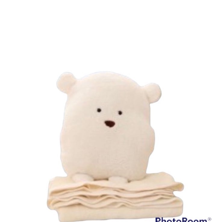 SUPER Kawaii from Japan White Bear Plush (13in) & Blanket (33.5x65) Combo