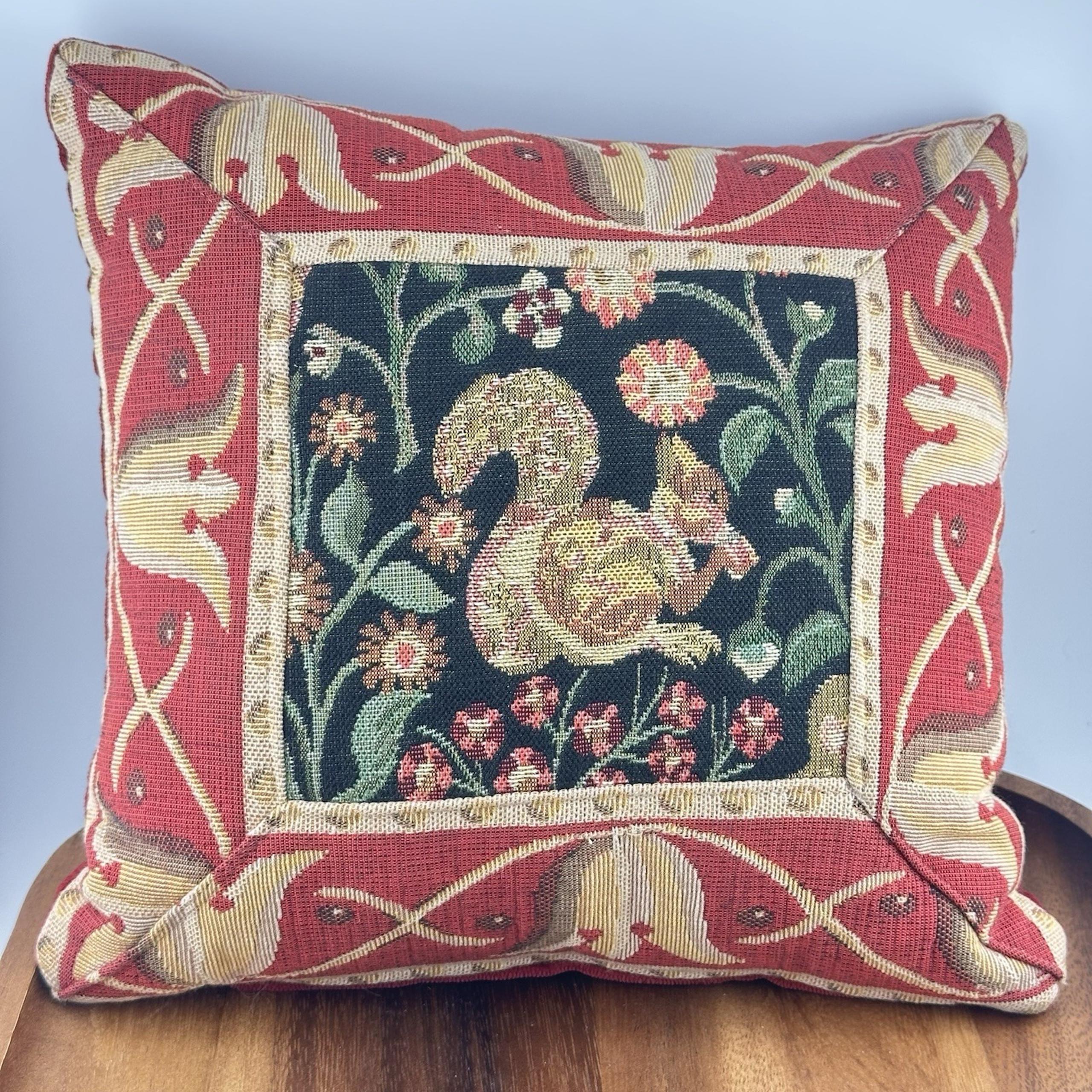 decorative TAPESTRY SQUIRREL pillow 9" X 9" RENAISSANCE by WOVEN ART New York