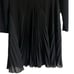 Halston Heritage Black Long Sleeve V-Neck Pleated A-Line Mini Dress Size 2