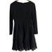 Halston Heritage Black Long Sleeve V-Neck Pleated A-Line Mini Dress Size 2