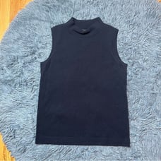 Lafayette 148 New York Navy Mock Neck Cashmere Sweater Size L